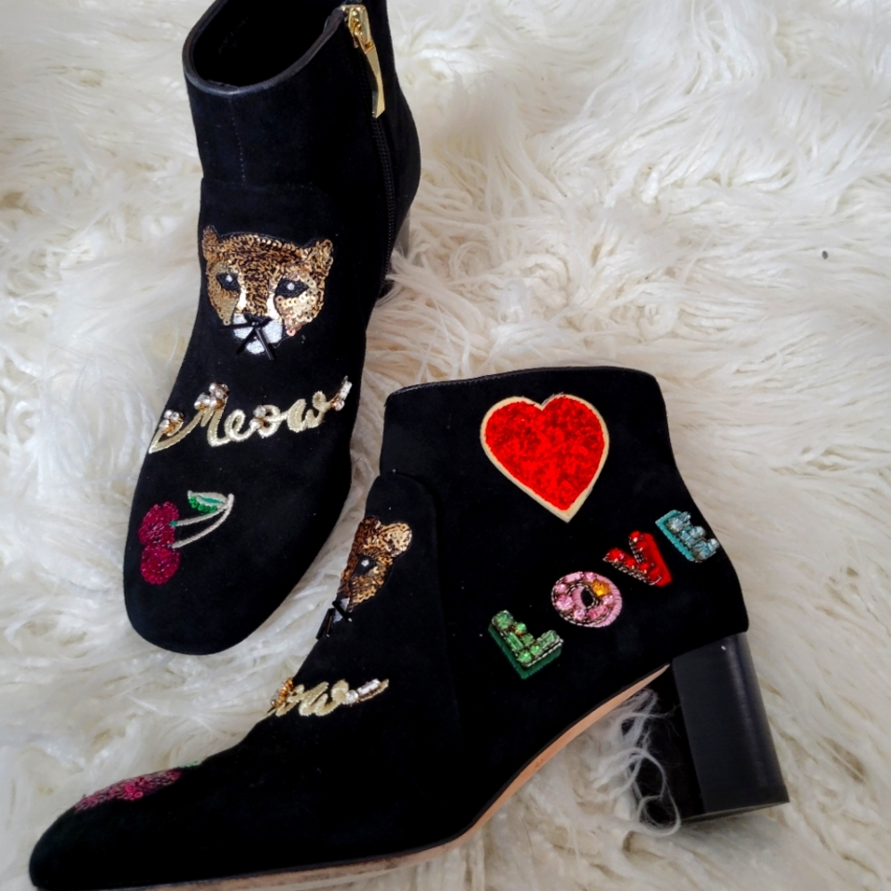 ****SOLD****Kate Spade New York Liverpool Embroidered Booties - Picture 1 of 7